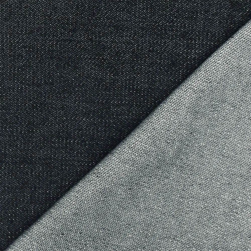 1 YD PC-Navy Night Blue-Silver Sparkle Slub Cotton Denim Twill Woven Fabric