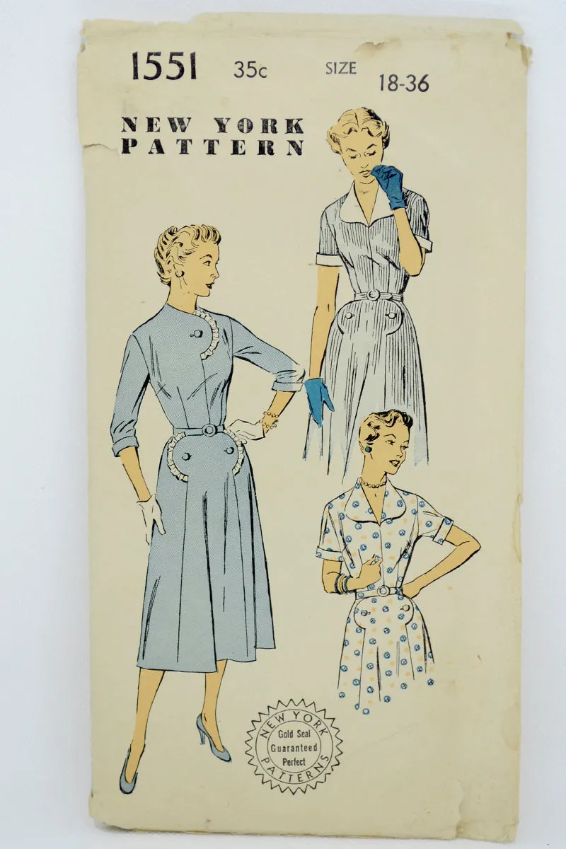 1951 New York Gold Seal 1551 Dress Pattern