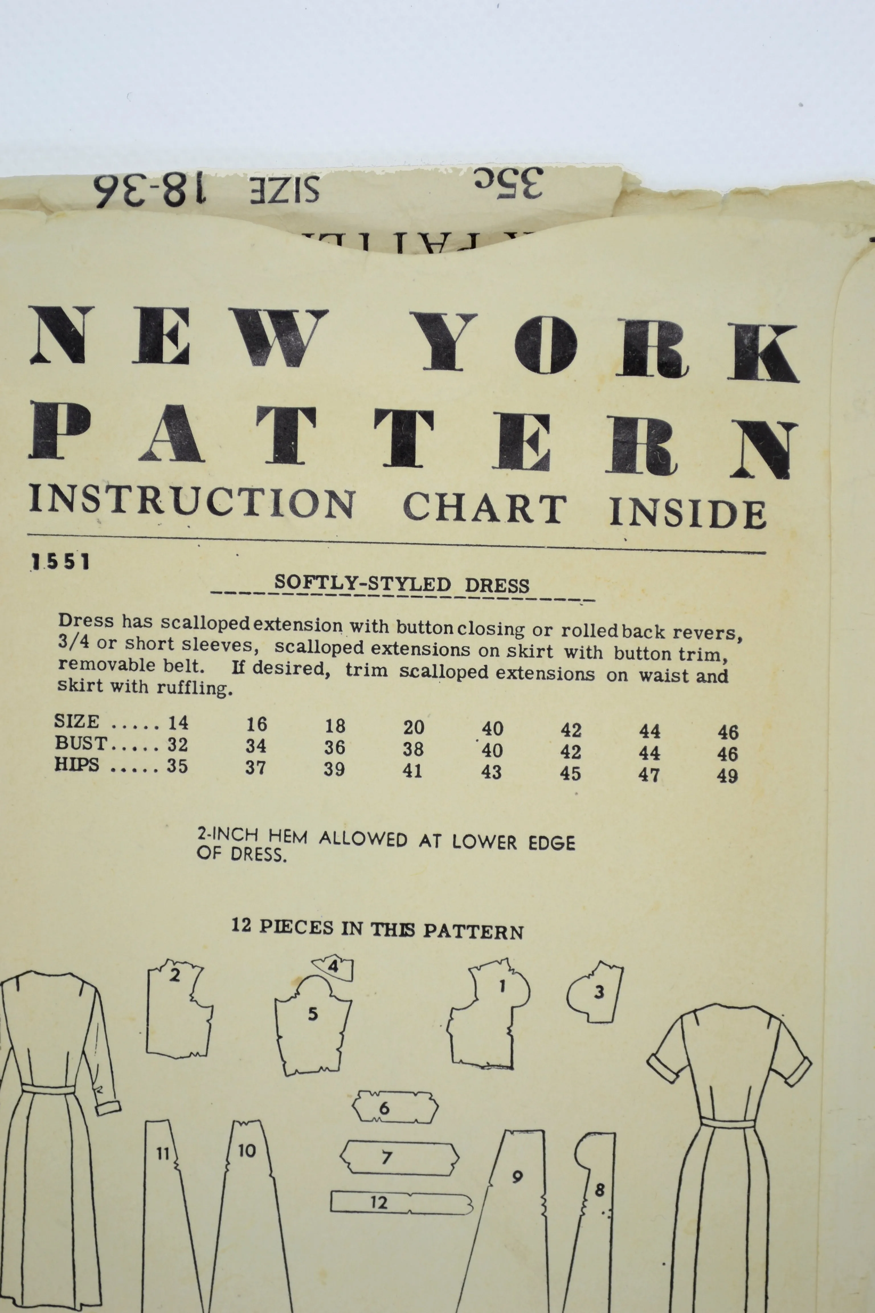 1951 New York Gold Seal 1551 Dress Pattern