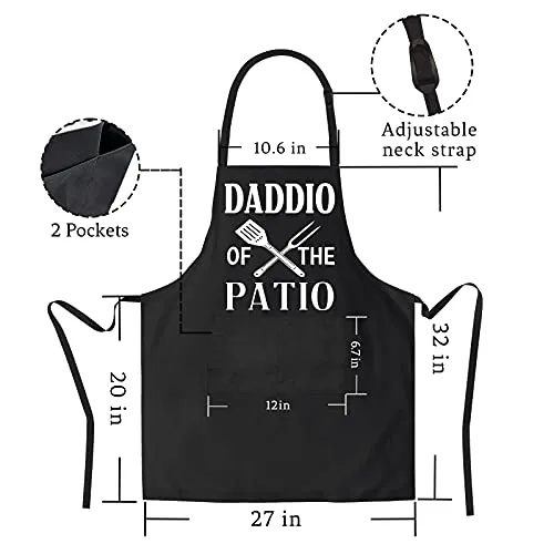 2 Pack - Aprons for Men ,Fathers Day,Dad Apron,Gifts for Dad - From Daughter Son For the Best Dad Husband Stepfather Birthday Barbecue Gift Funny for Mens Grilling Cooking Kitchen Chef BBQ Apron