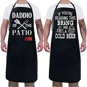 2 Pack - Aprons for Men ,Fathers Day,Dad Apron,Gifts for Dad - From Daughter Son For the Best Dad Husband Stepfather Birthday Barbecue Gift Funny for Mens Grilling Cooking Kitchen Chef BBQ Apron