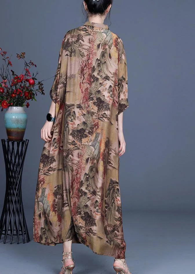 2021 Spring And Summer Landscape Print Dress