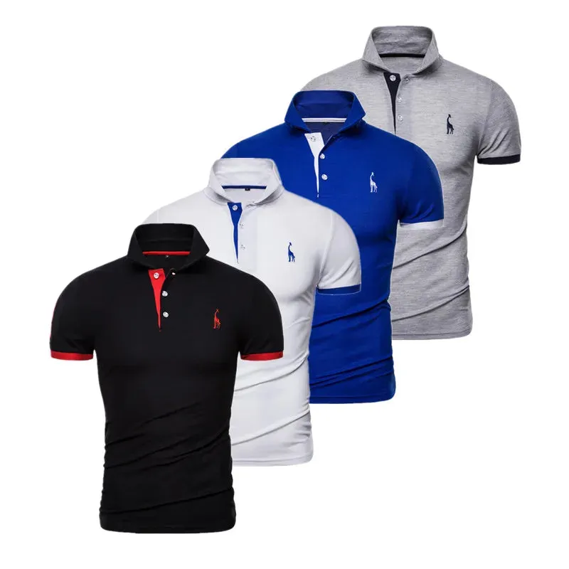 4 Pcs Embroidery Polo Shirt Men Casual Business Social Short Sleeve Mens Shirts New Summer Quality Slim Fit Polos Men