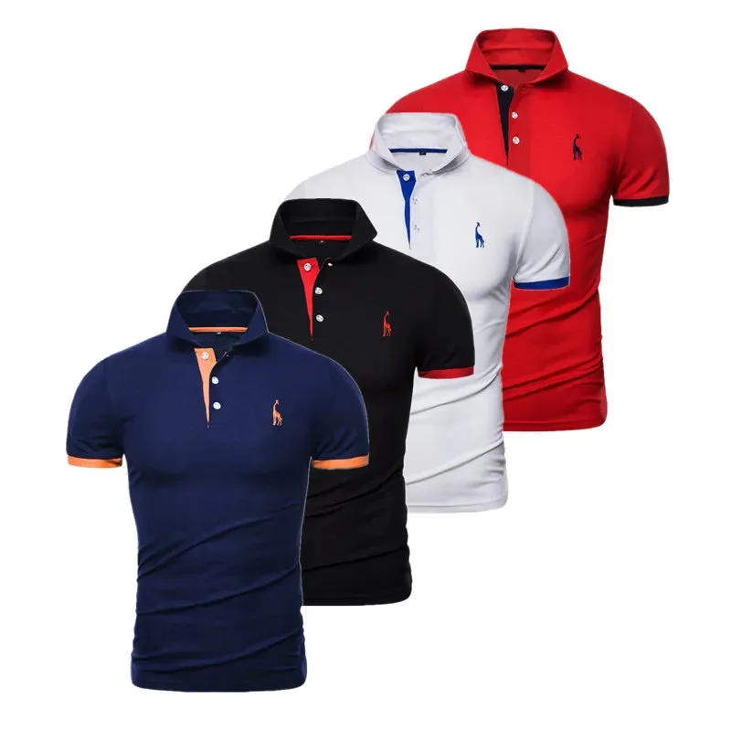 4 Pcs Embroidery Polo Shirt Men Casual Business Social Short Sleeve Mens Shirts New Summer Quality Slim Fit Polos Men