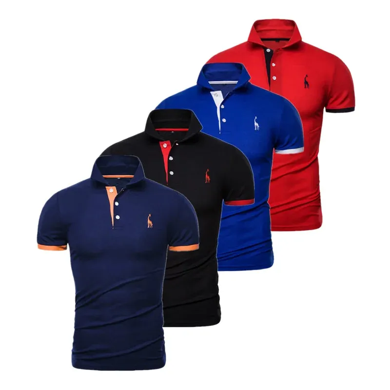 4 Pcs Embroidery Polo Shirt Men Casual Business Social Short Sleeve Mens Shirts New Summer Quality Slim Fit Polos Men