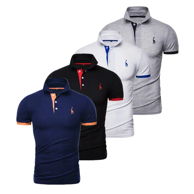 4 Pcs Embroidery Polo Shirt Men Casual Business Social Short Sleeve Mens Shirts New Summer Quality Slim Fit Polos Men