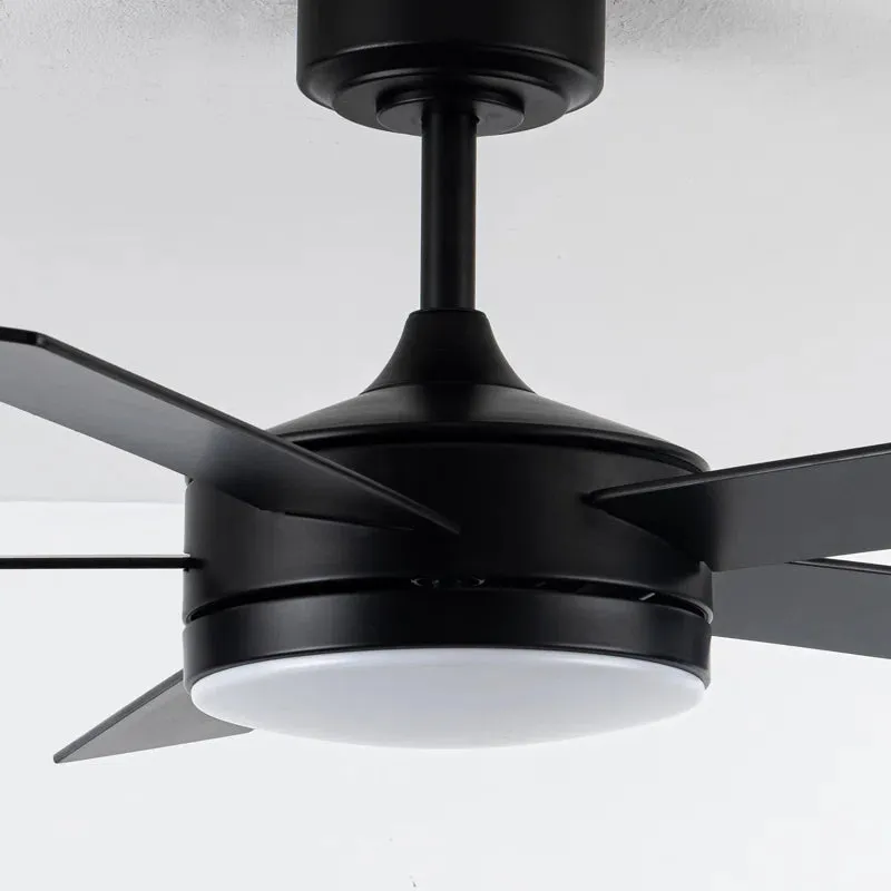 48" 5 - Blade Modern Black Ceiling Fan with LED Lights and Remote Control