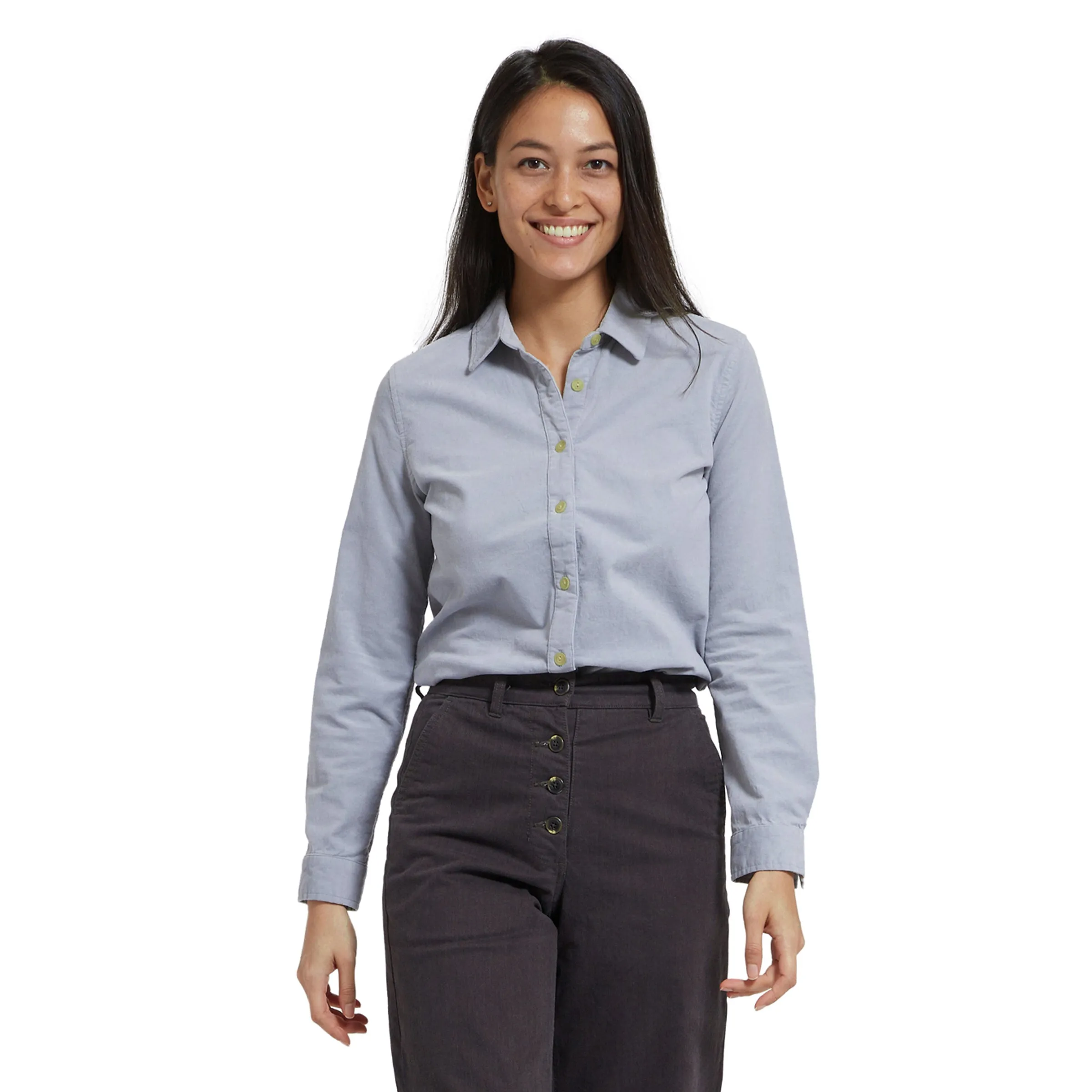 Annabela Slim Fit Stretch Corduroy Shirts - Gray (Final Sale)