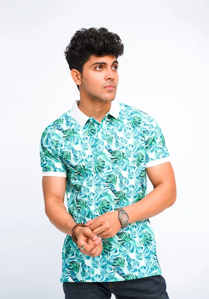 Aqua Printed Polo Shirts