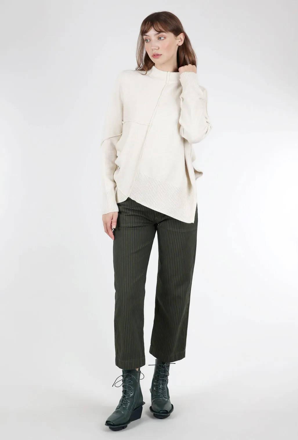 Asym Side-Slit Sweater, Ivory