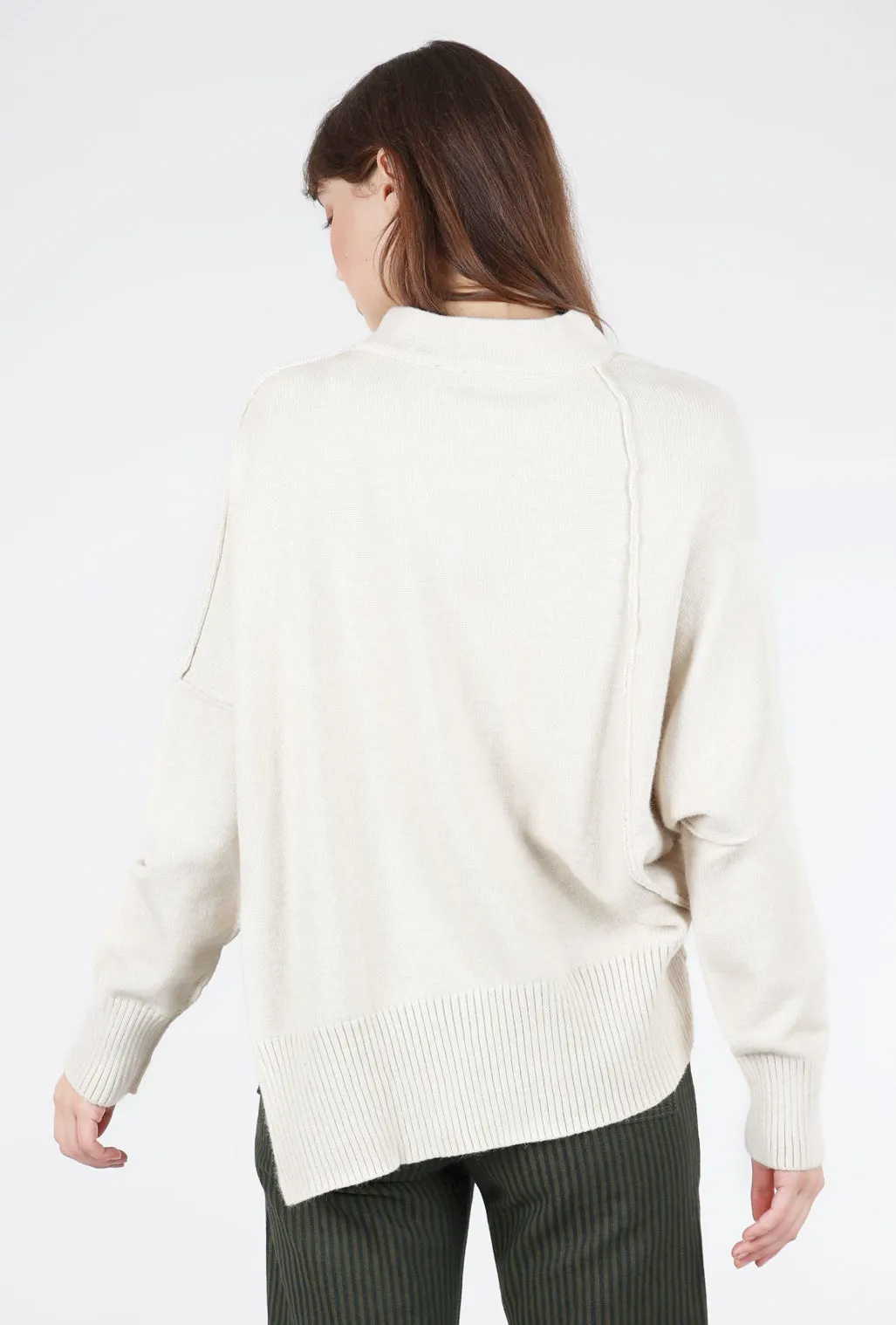 Asym Side-Slit Sweater, Ivory