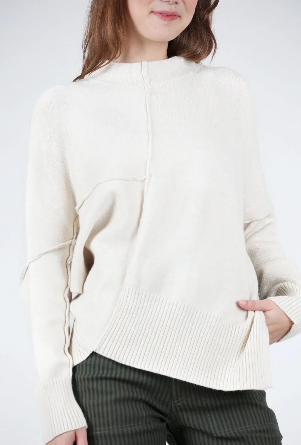 Asym Side-Slit Sweater, Ivory