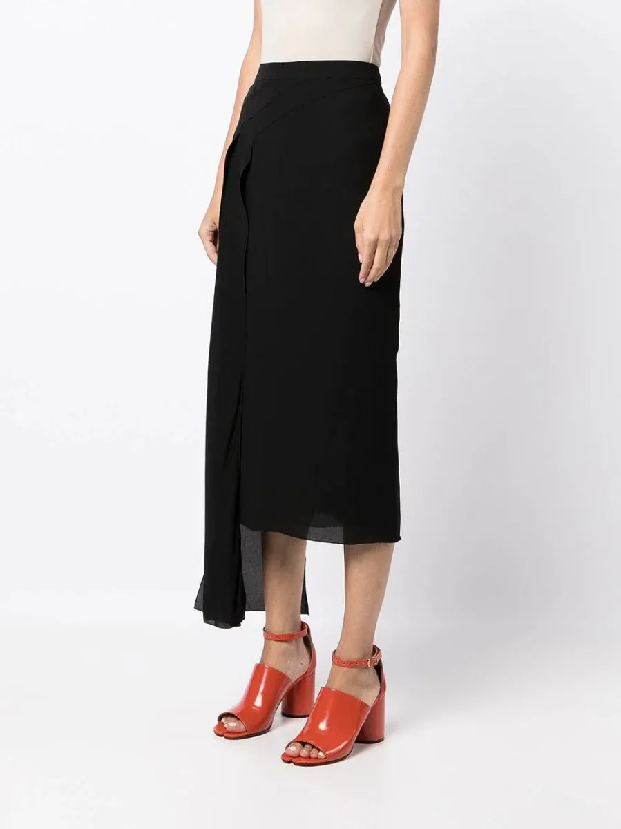 Asymmetric Silk Midi Skirt