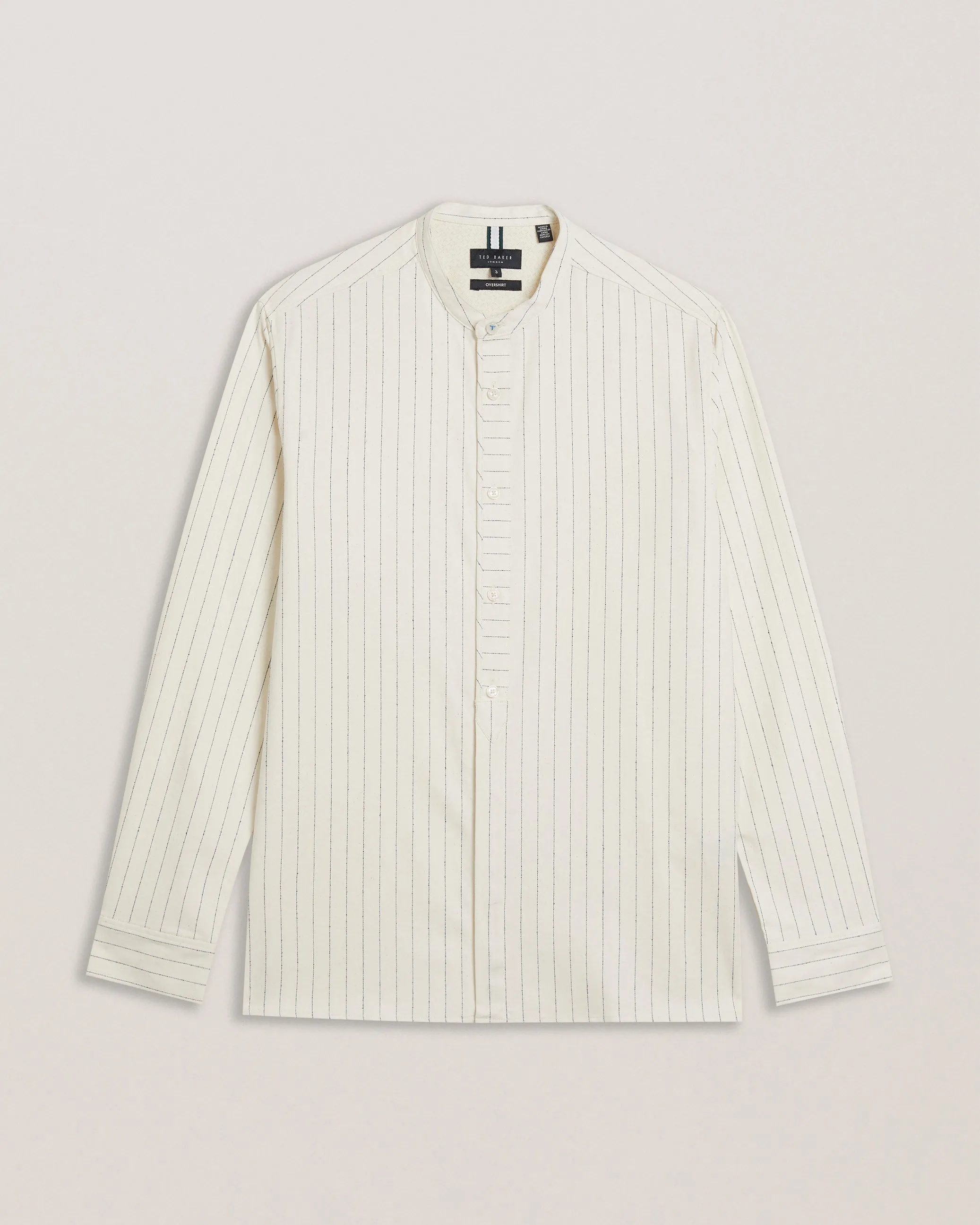 Bastiun Ls Relaxed Grandad Collar Shirt Ecru