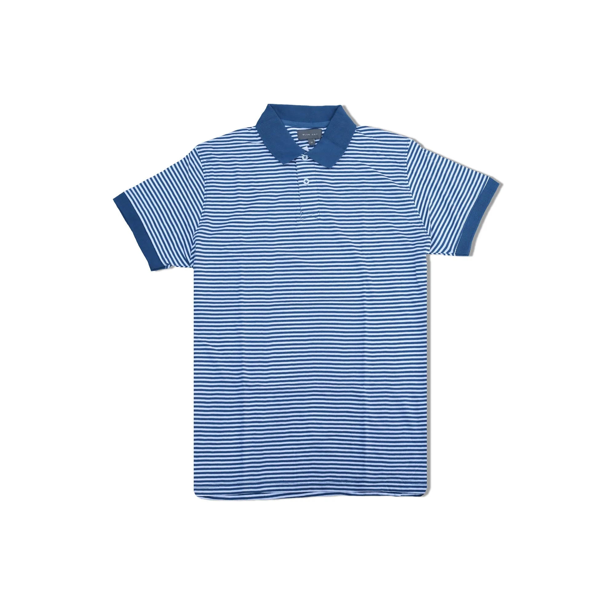 BD - Men 'Blue' White blue Stripe Short Sleeves Cotton Polo BD226