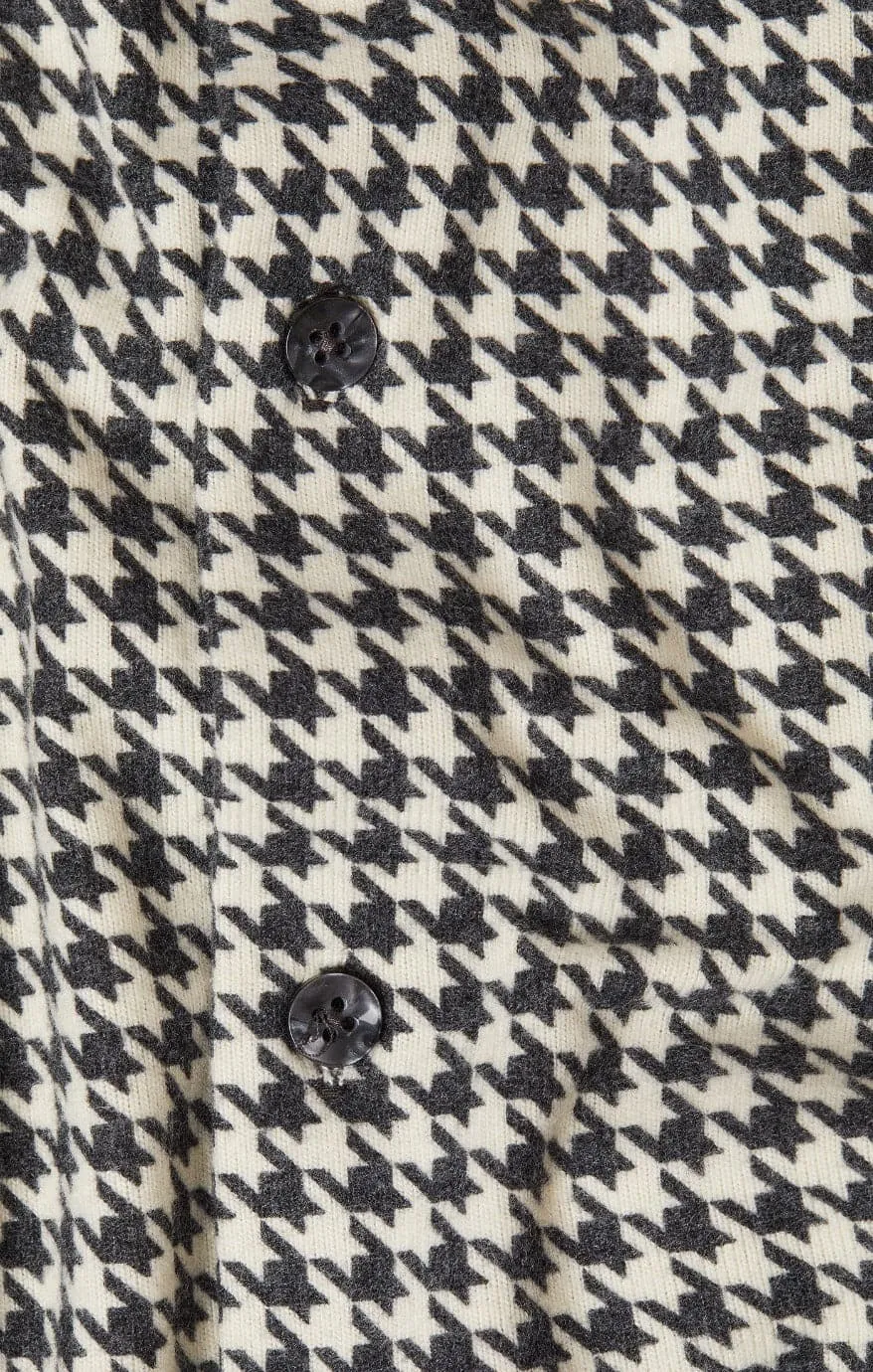 Beige Houndstooth Fleece Shirt