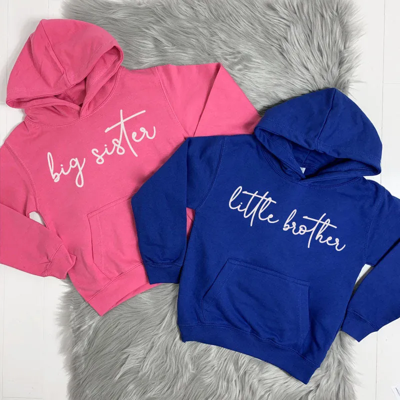 Big Sister/Little Brother Matching Script Hoodies (MRK X)