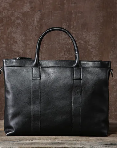 Black Leather Mens Cool Briefcase Work Bag Business Bag Laptop Bags for men