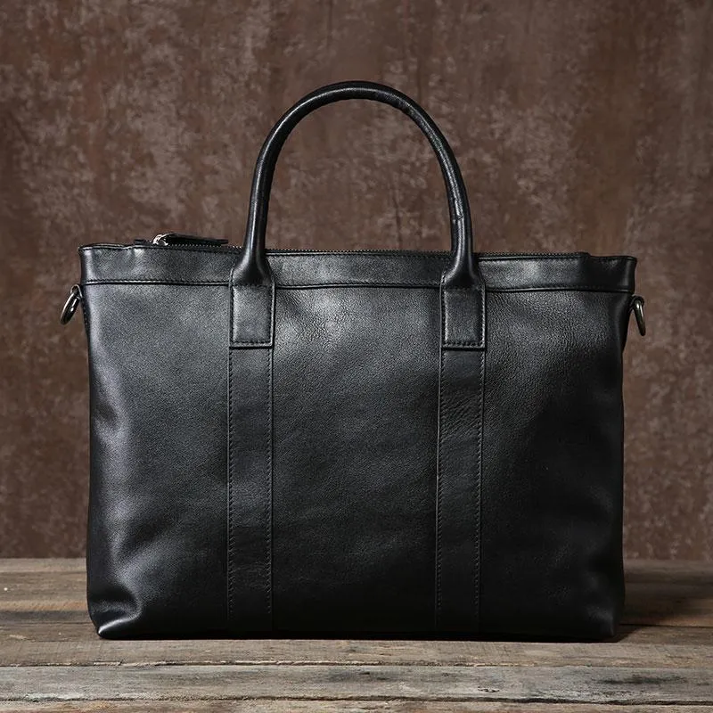 Black Leather Mens Cool Briefcase Work Bag Business Bag Laptop Bags for men