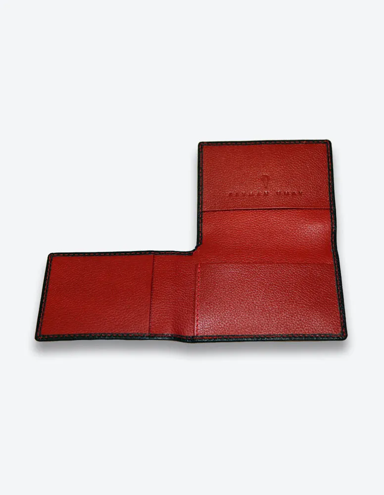 Black Leather Wallet with Red Interior