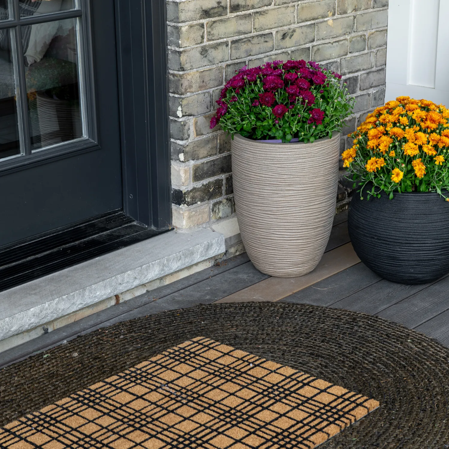 Black Plaid Doormat