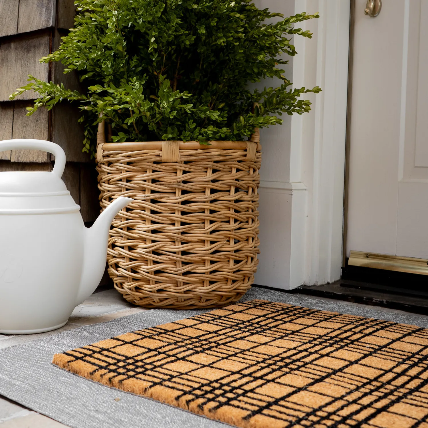 Black Plaid Doormat