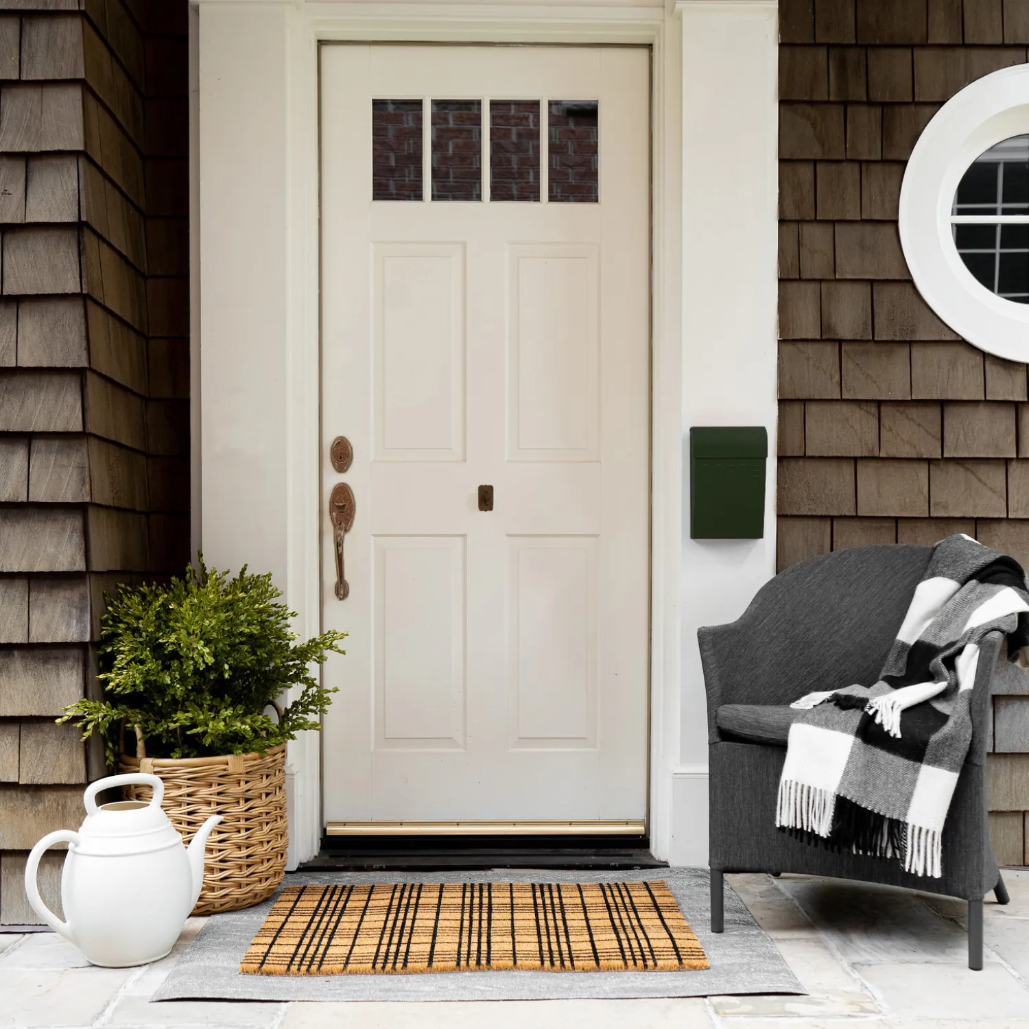 Black Plaid Doormat