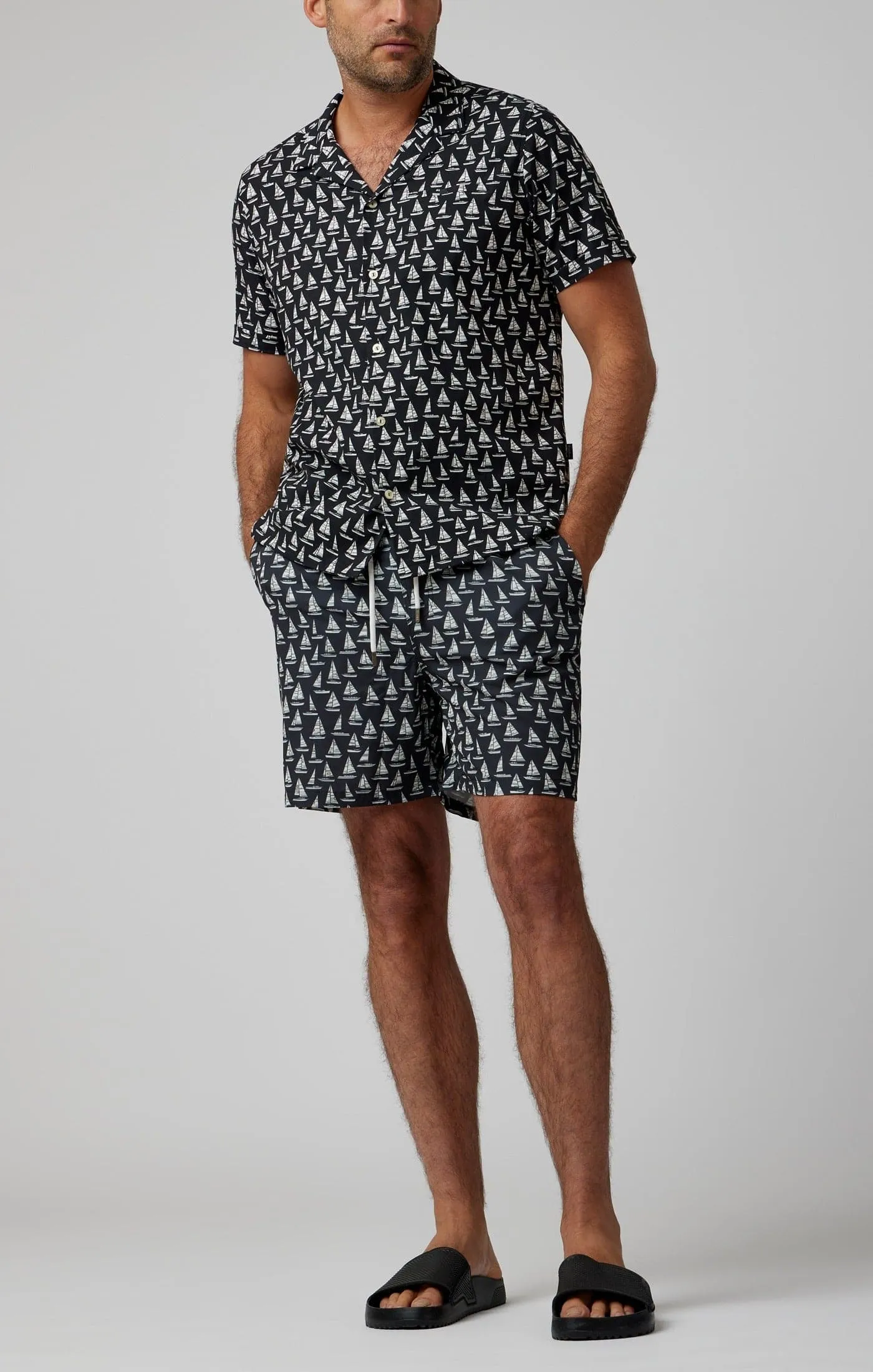 Black Sailboats Swim Shorts