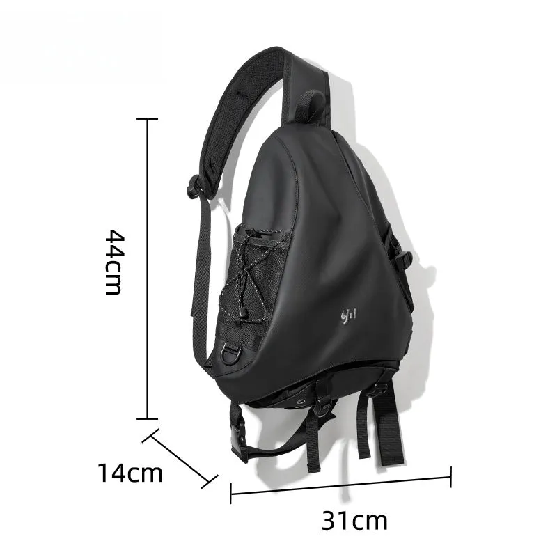 Black Travel Large Sling Bag For Big Men Waterproof Large Hiking Sling Bag For Big Men