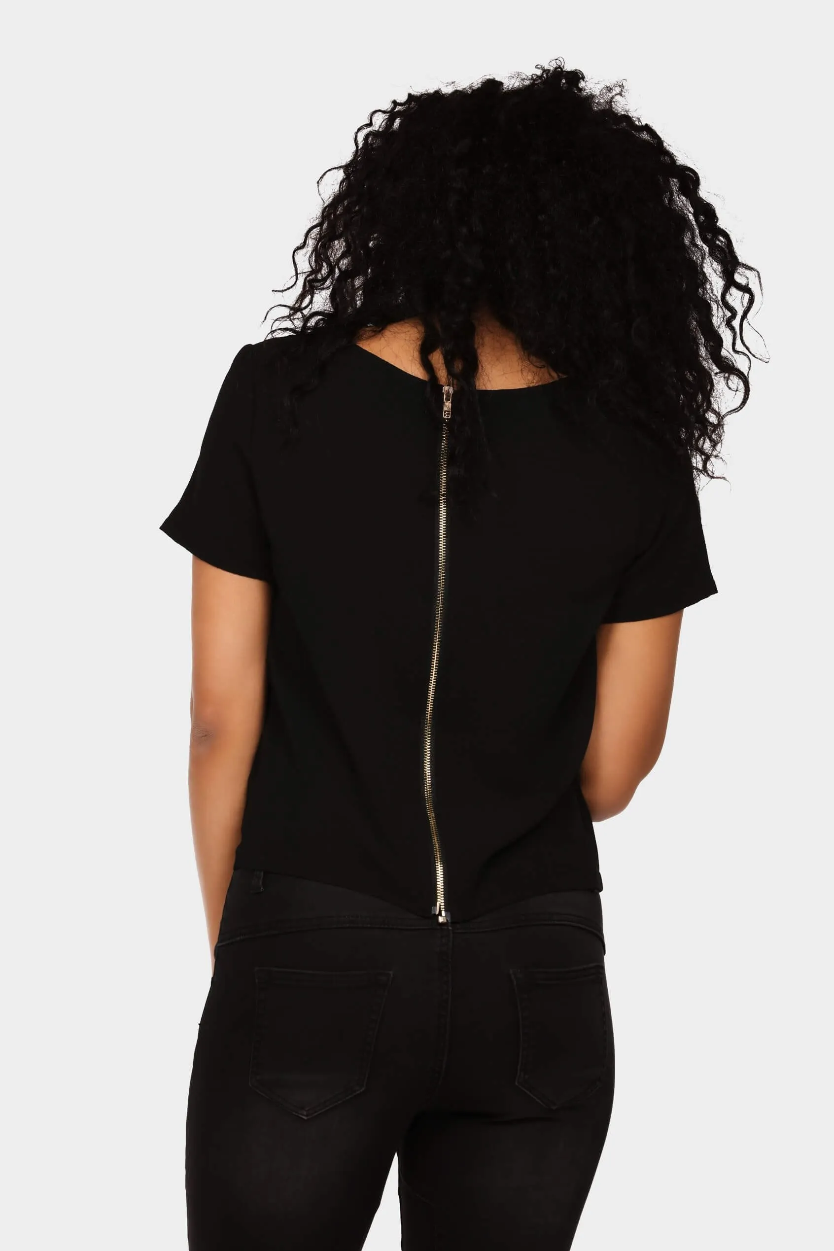 Black Zip Back Tank Top