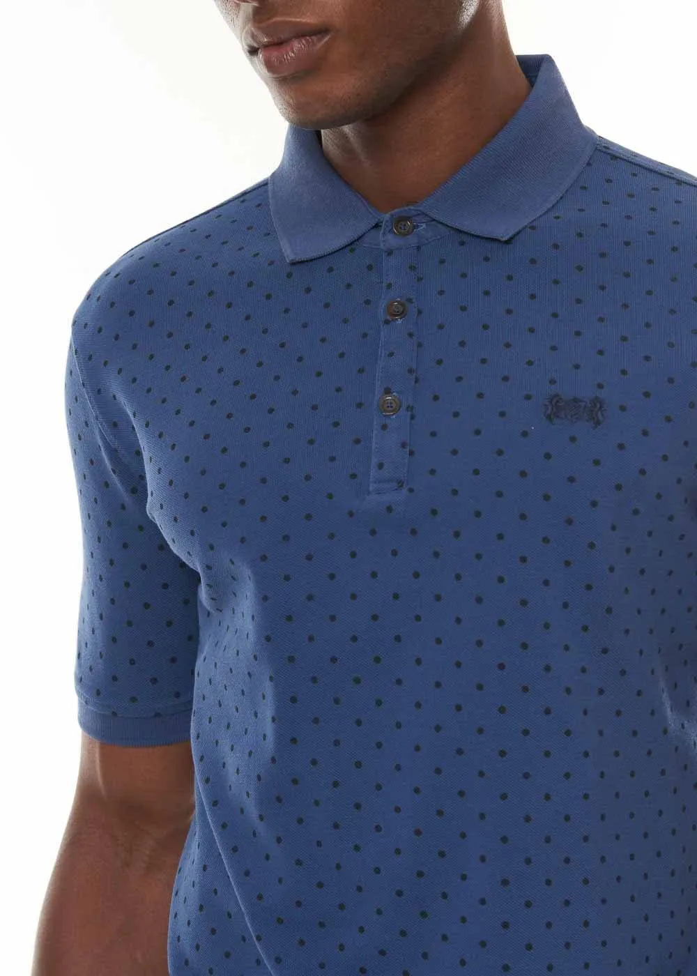 BLUE MEN'S POLO TSHIRT IN POLKA DOTS