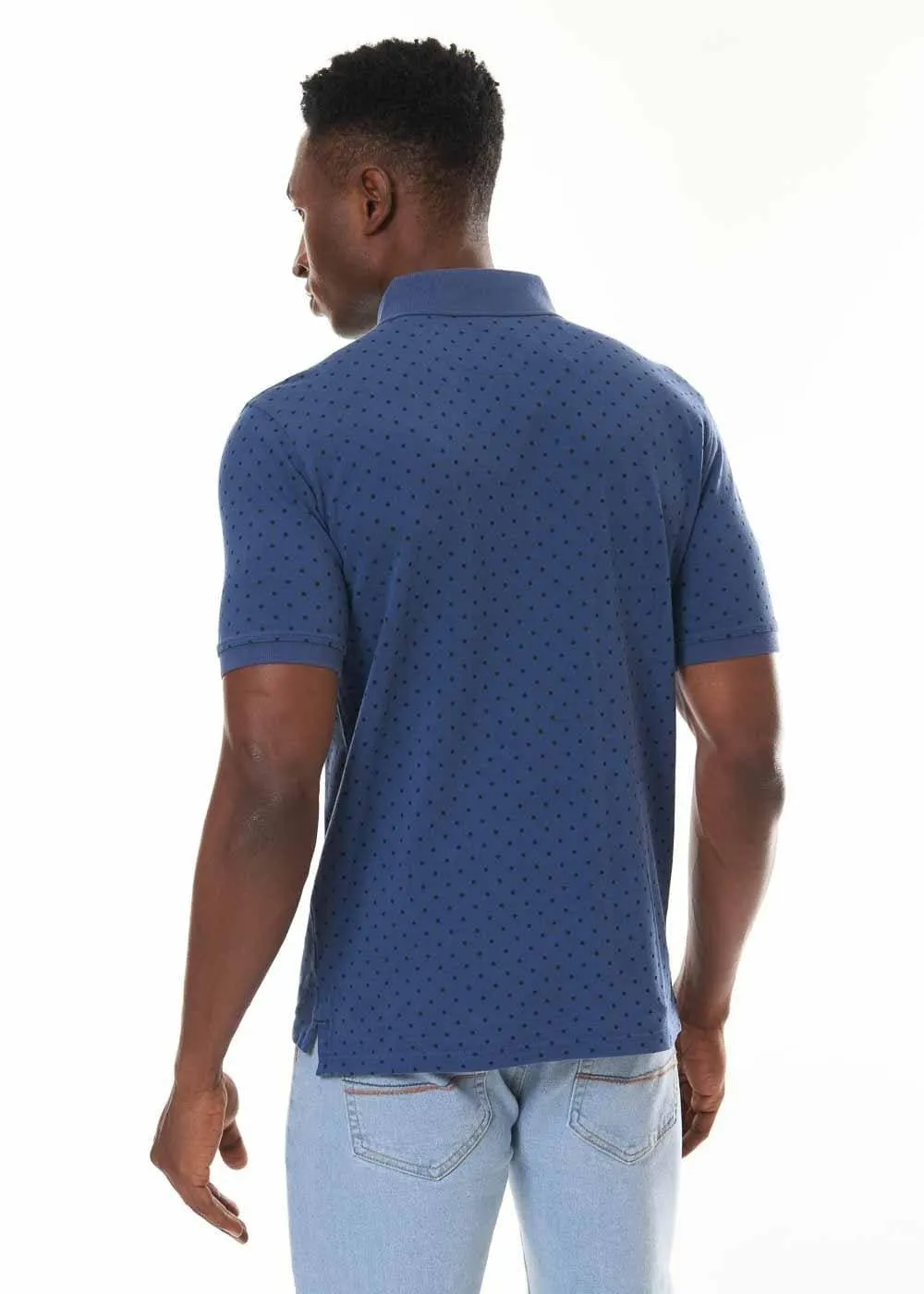 BLUE MEN'S POLO TSHIRT IN POLKA DOTS