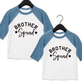 Brother Squad Star Baseball 3/4 Sleeve Tops White/Blue