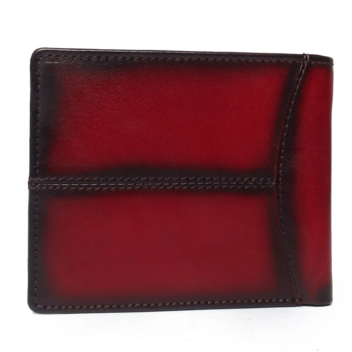 Brune & Bareskin Wine Hand Painted Leather Wallet For Men