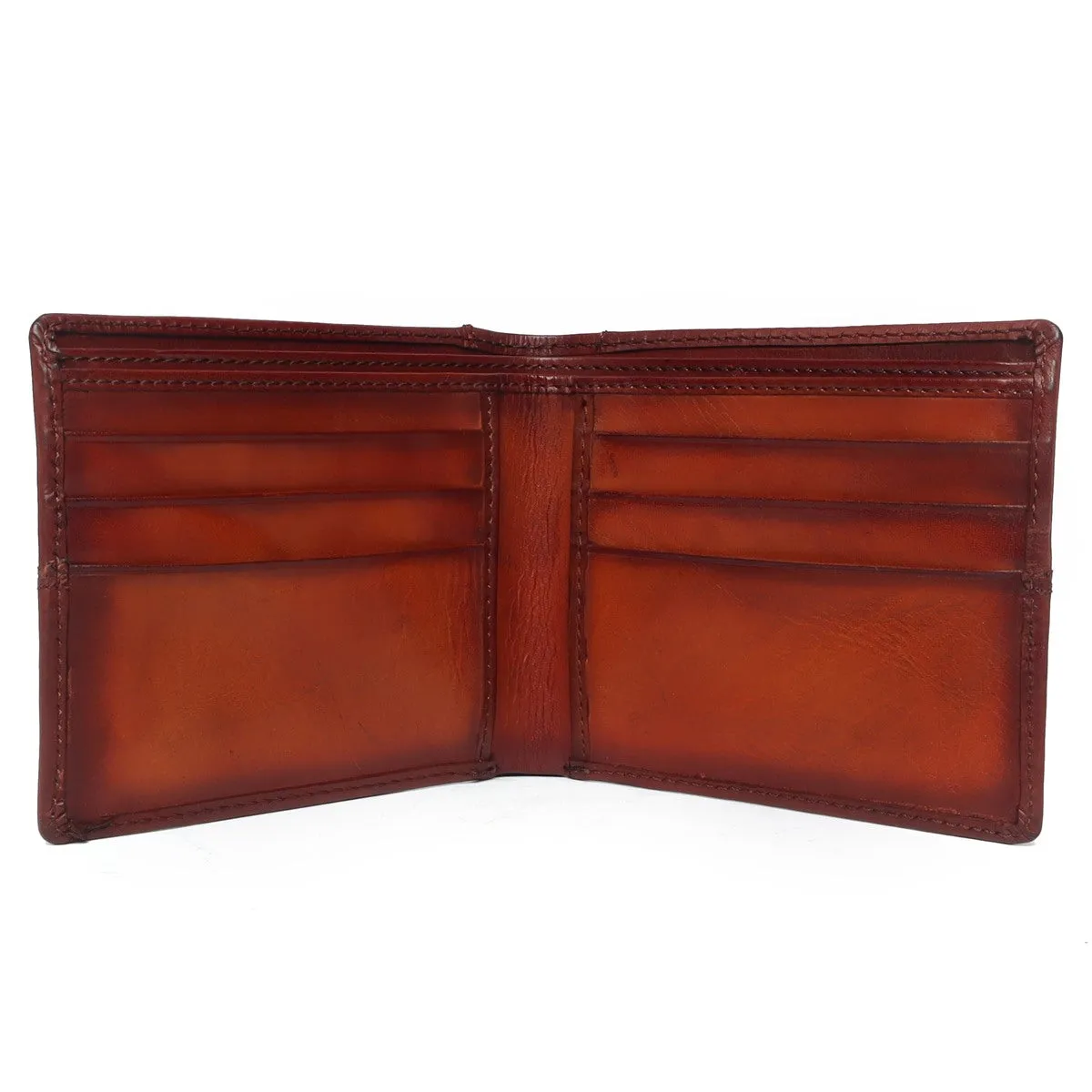 Brune Tan Hand Painted Leather Wallet For Men