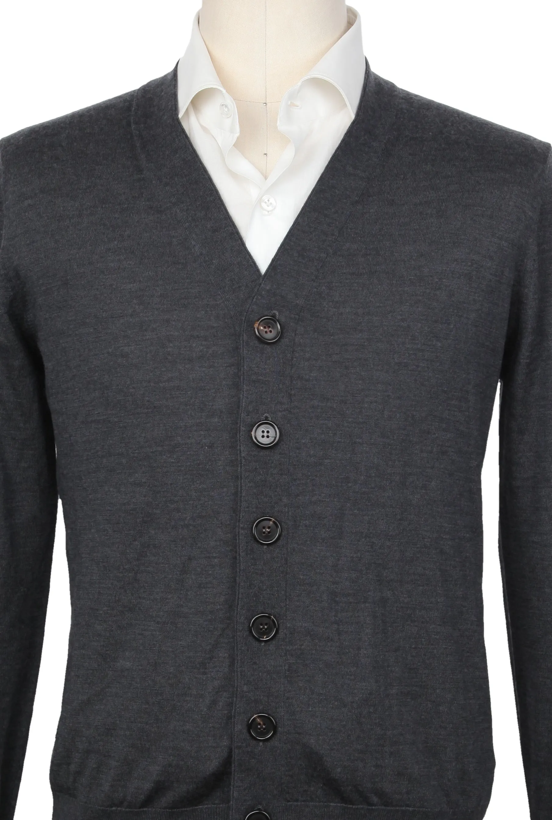 Brunello Cucinelli Dark Gray V-Neck Sweater