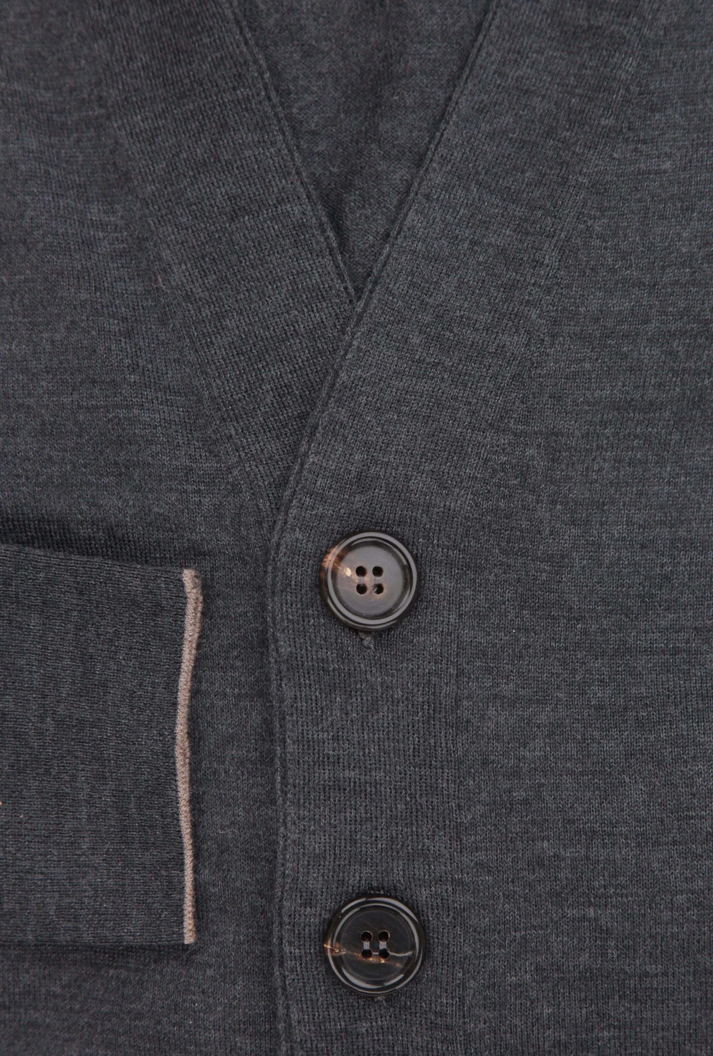 Brunello Cucinelli Dark Gray V-Neck Sweater