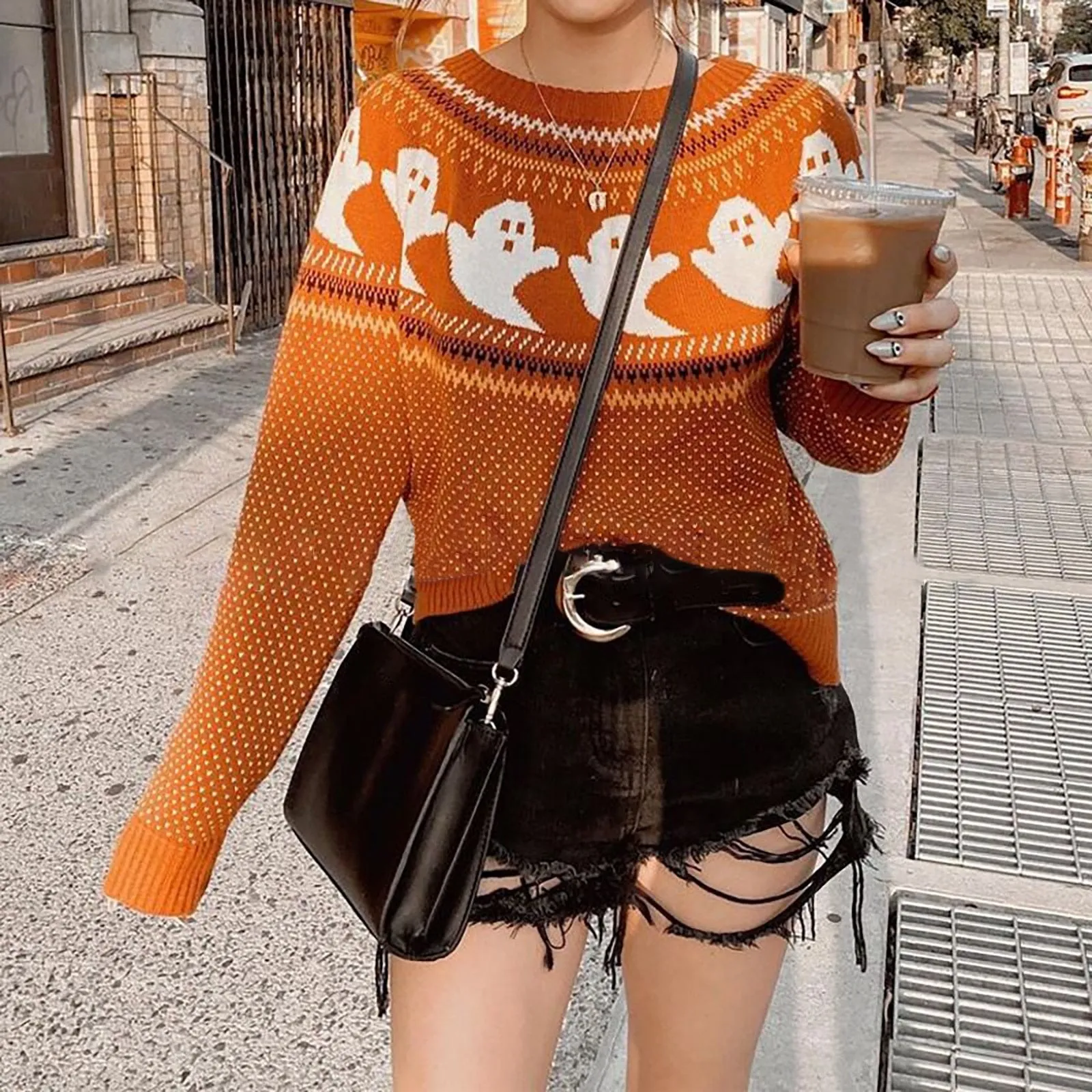 'Casper' Orange Alternative Ghost Sweater