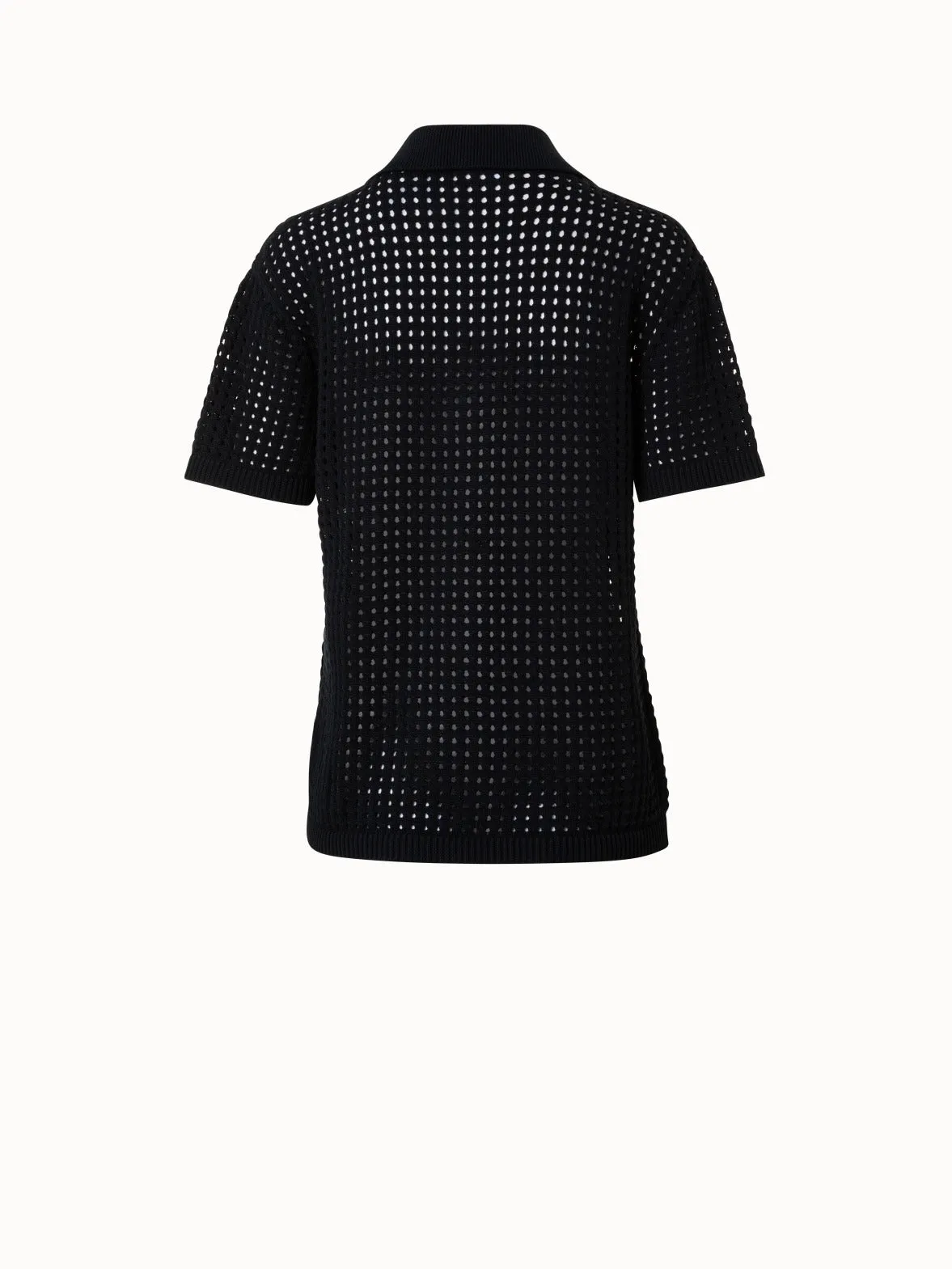 Chunky Cotton Dot Mesh Polo Shirt