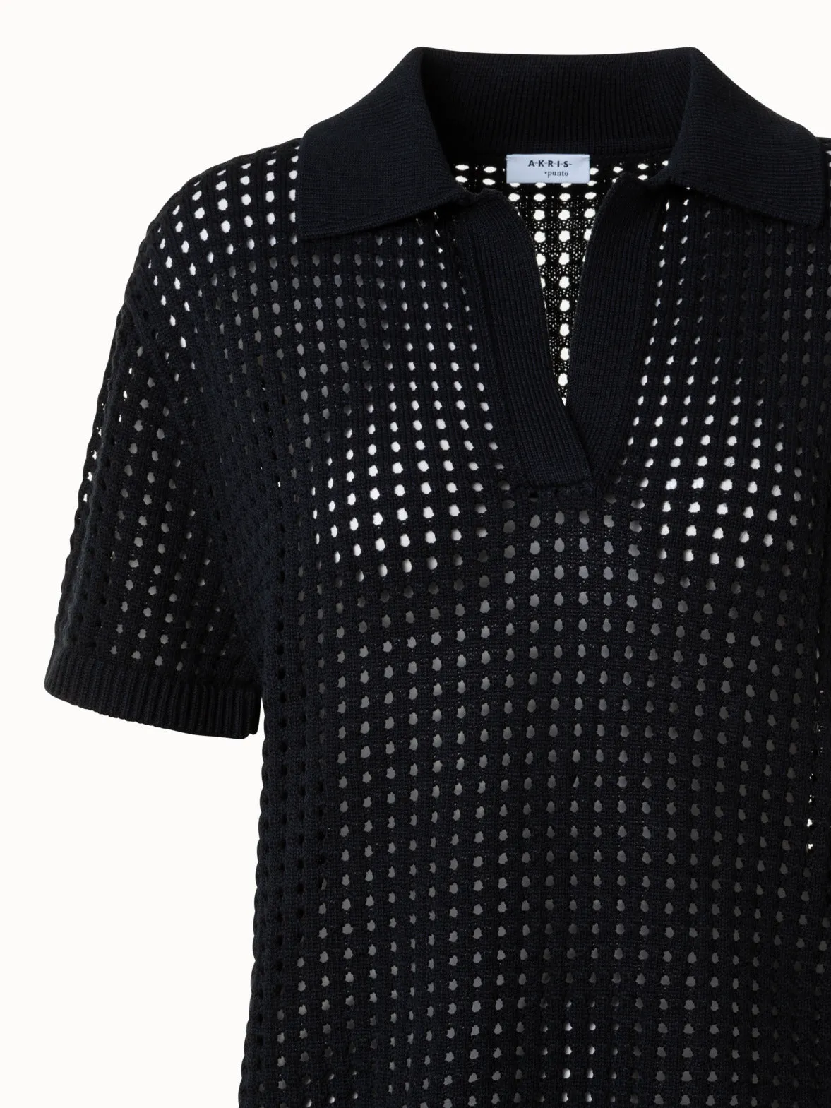 Chunky Cotton Dot Mesh Polo Shirt