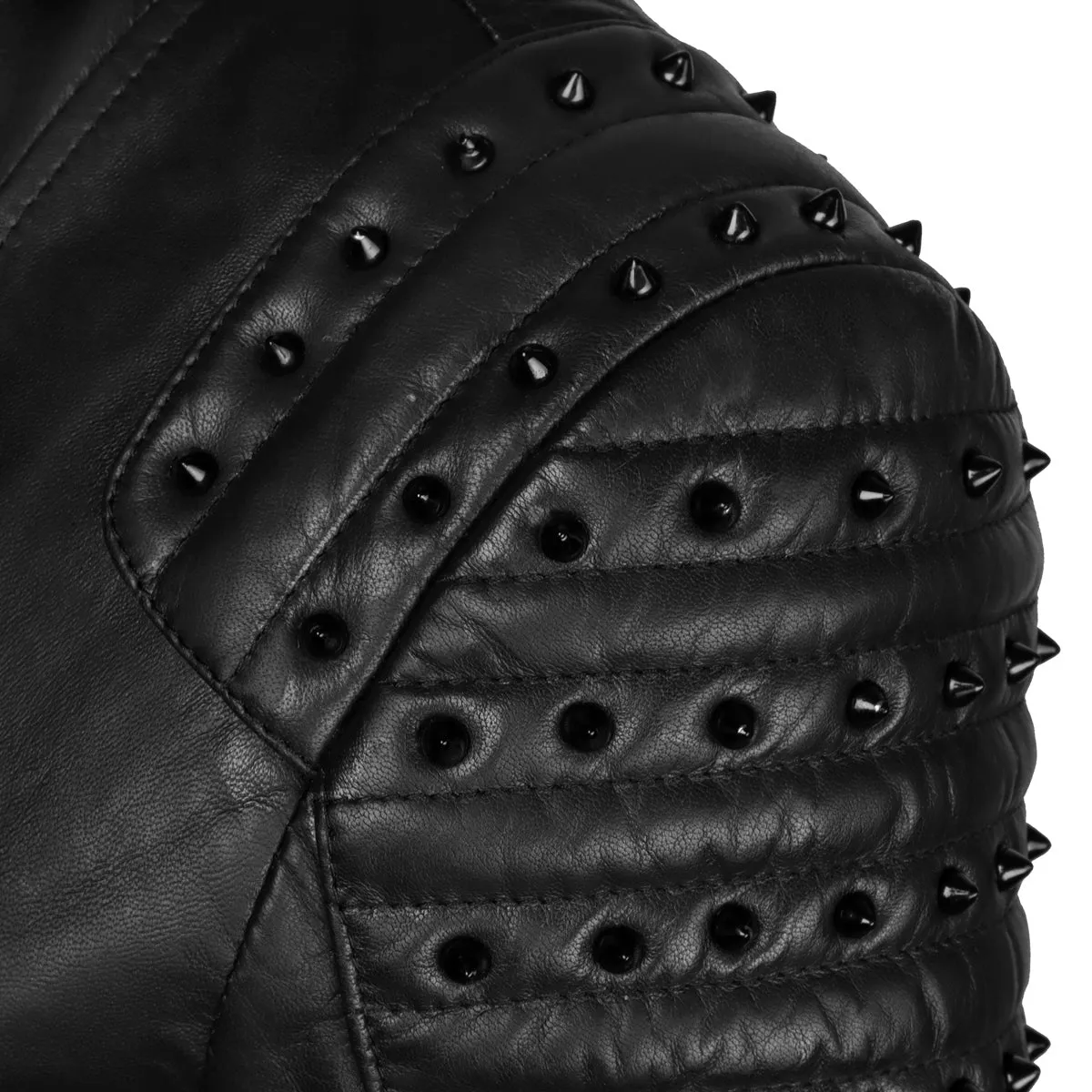 Classic Studded Black Leather Short Ladies Biker Jacket By Brune & Bareskin