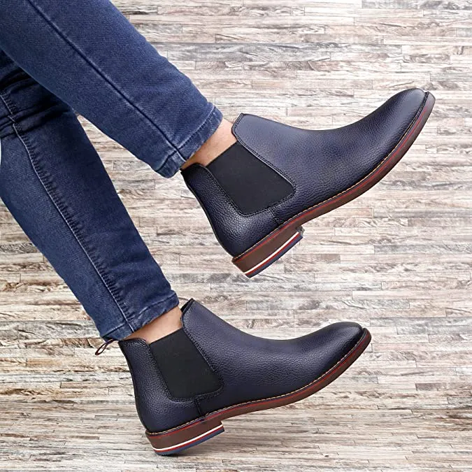 Classy Ankle British Design Blue Chelsea Boots For Men-JonasParamount