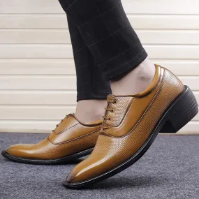 Classy Casual And Formal Business Wear Tan Lace-Up Shoes-JonasParamount