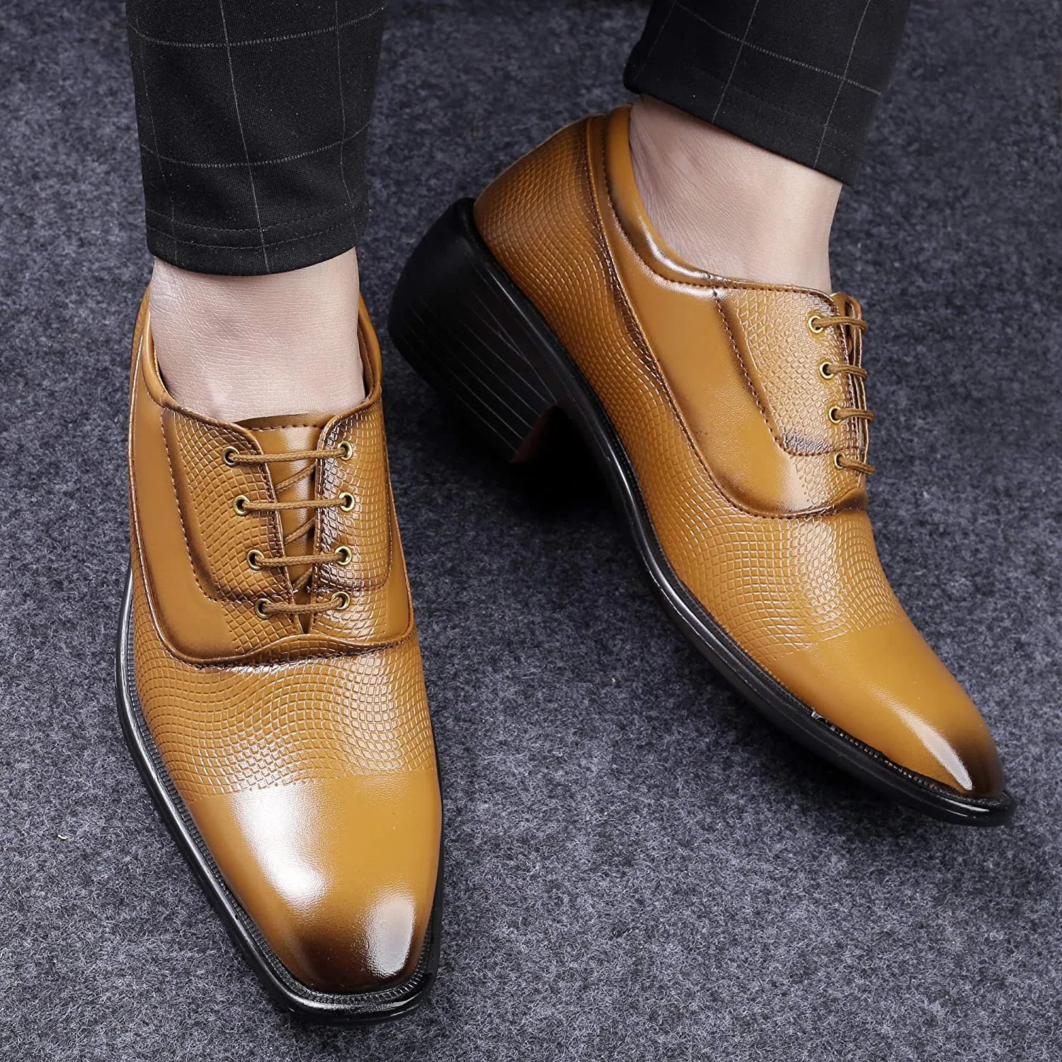 Classy Casual And Formal Business Wear Tan Lace-Up Shoes-JonasParamount