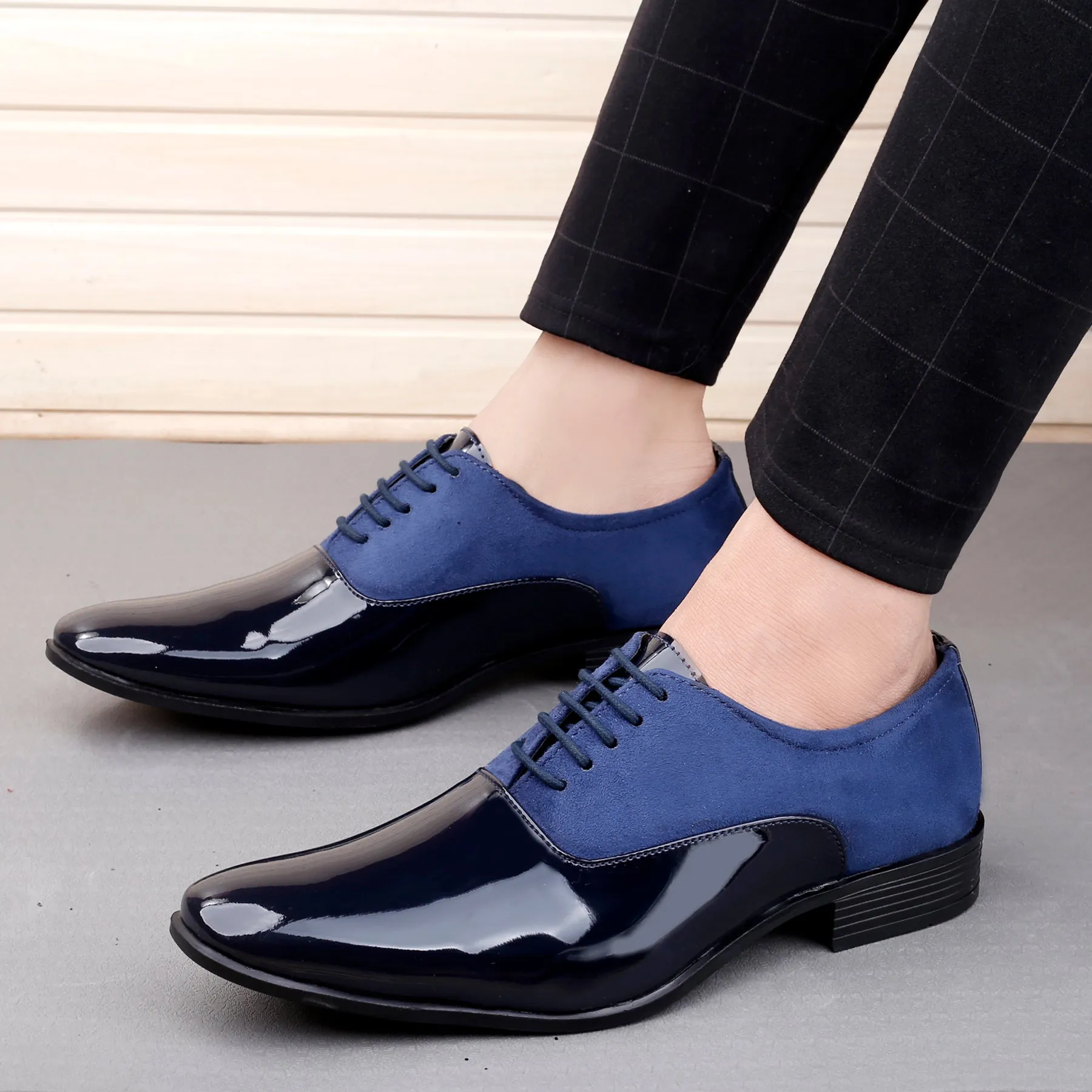 Classy Office,Wedding,Party Wear Blue Shoes With Lace-Up For All Season-Jonasparamount