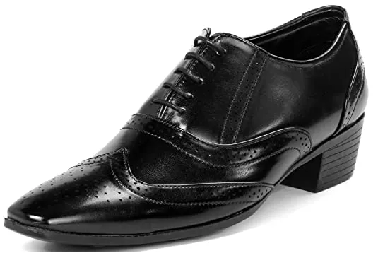 Classy Shine Design British Full Brogue Height Increasing Shoes For Men's-JonasParamount