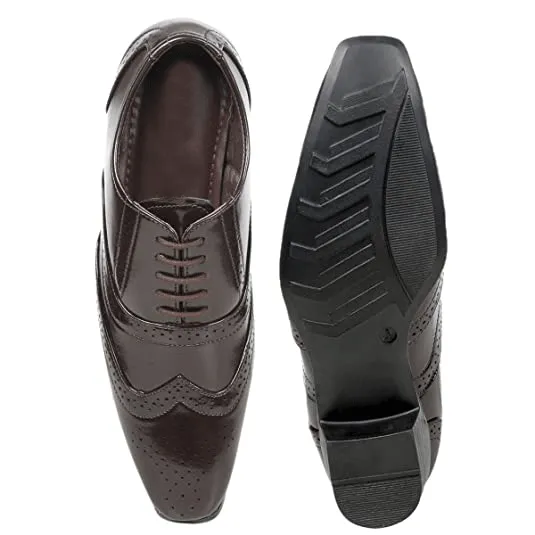 Classy Shine Design British Full Brogue Height Increasing Shoes For Men's-JonasParamount