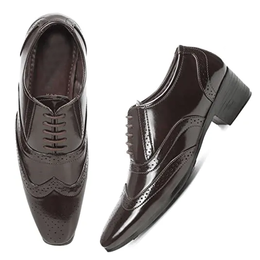 Classy Shine Design British Full Brogue Height Increasing Shoes For Men's-JonasParamount