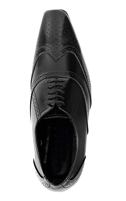 Classy Shine Design British Full Brogue Height Increasing Shoes For Men's-JonasParamount