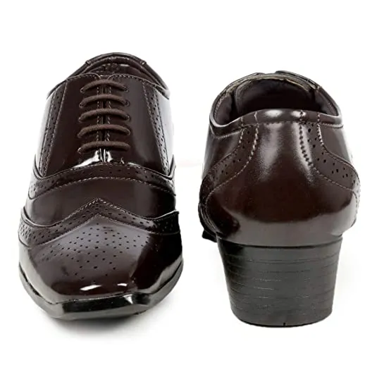 Classy Shine Design British Full Brogue Height Increasing Shoes For Men's-JonasParamount